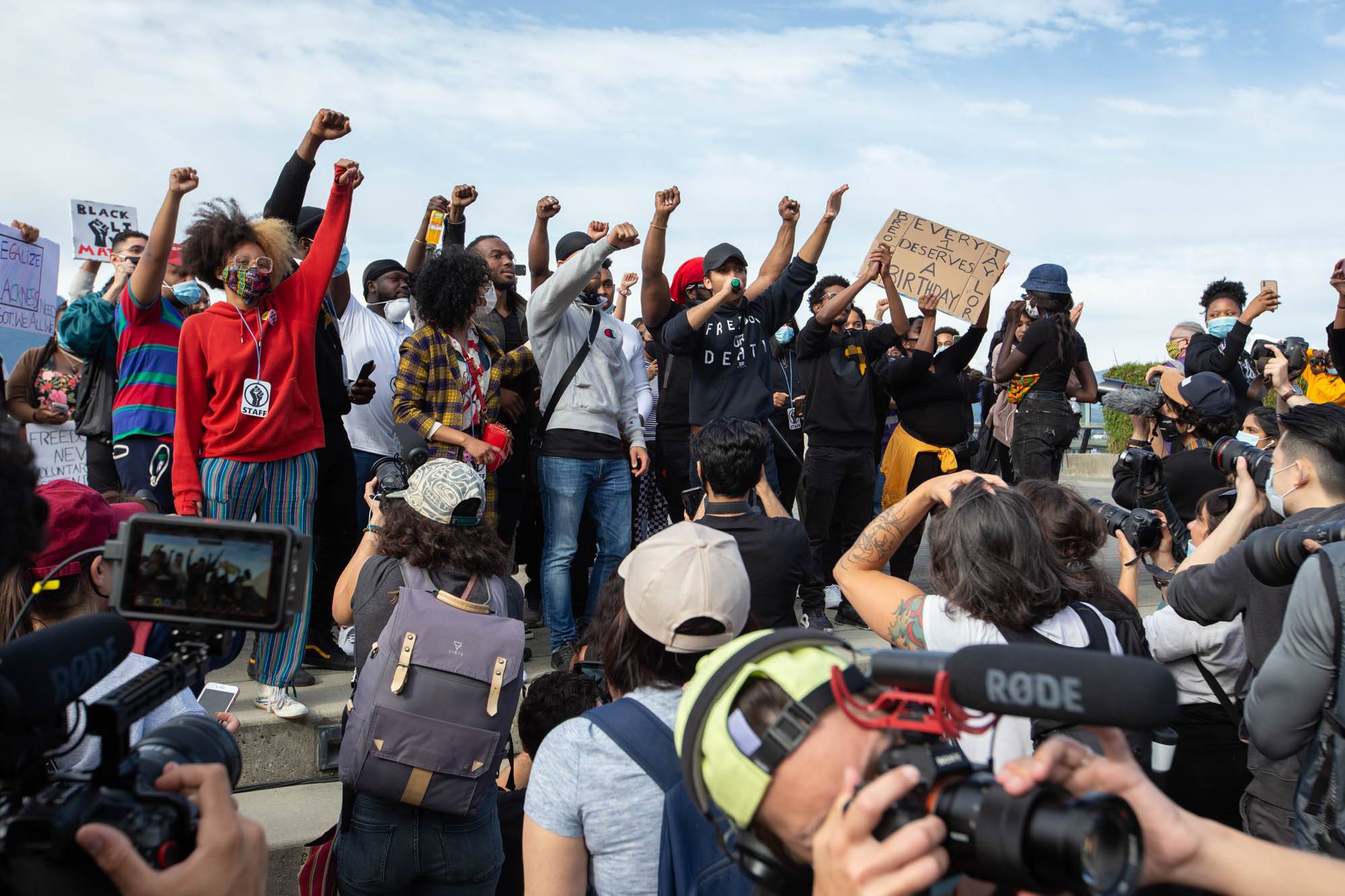 Anti Racism Protest at Jack Poole Plaza, Vancouver, Jun 5 2020. Kirk Chantraine photo.