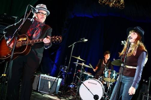 Elvis Costello and Jenny Lewis concert photo