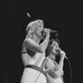 Agnetha Fältskog and Anni-Frid Lyngstad of ABBA performing in Gothenburg in 1979