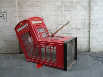 Banksy's phone box (Exit Through the Gift Shop).