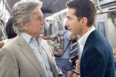 Michael Douglas and, uhm, that actor who's not Tobey McGuire, from Wall Street: Money Never Sleeps. 