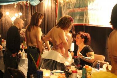 Ace Angels bodypainting booth at Taboo Naughty but Nice Show 