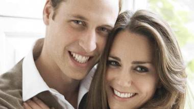 Prince William and Kate Middleton cuddle.