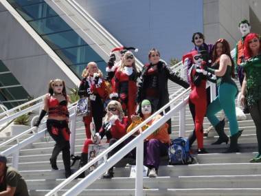Harley Quins 3 Flash mob of Harley Quinns outside the San Diego Convention Centre, July 22 2011.