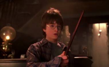 Daniel Radcliffe as Harry Potter.