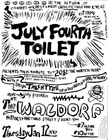 July 4th Toilet gig poster 2012