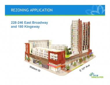 Artist's rendition of the Rize development proposal for Mount Pleasant in Vancouver.