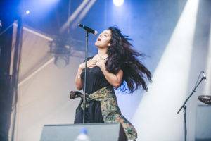 Bibi Bourelly at Bumbershoot 2017, Seattle, Sept 2 2017. Kelli Anne photo.